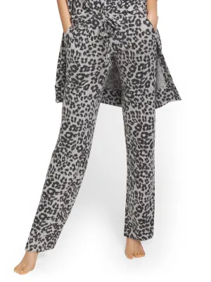 Leopard-Print Super-Soft Knit Wide-Leg Pant