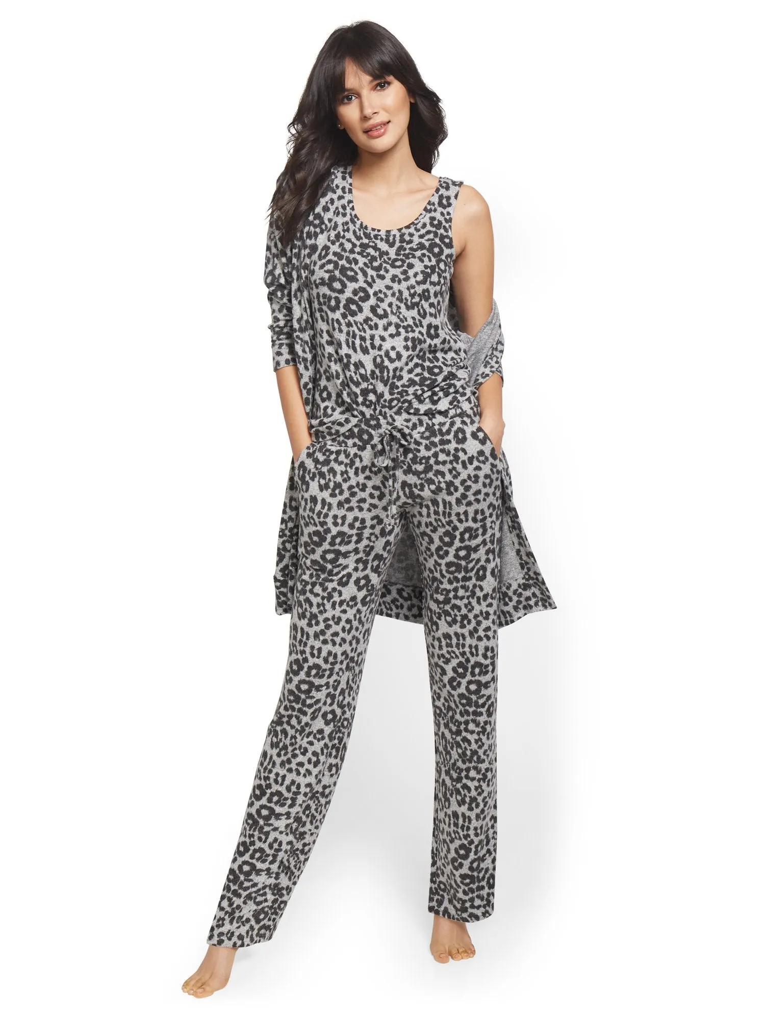 Leopard-Print Super-Soft Knit Wide-Leg Pant