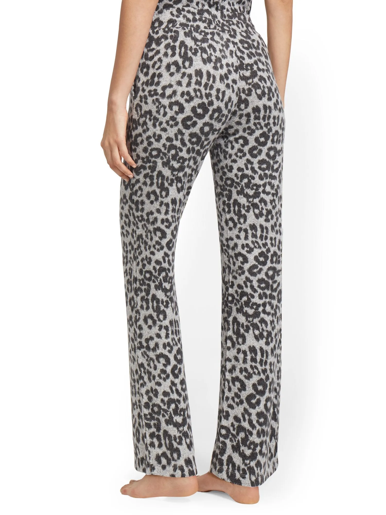 Leopard-Print Super-Soft Knit Wide-Leg Pant