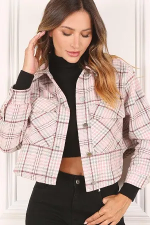 LILOU Plaid Crop Jacket