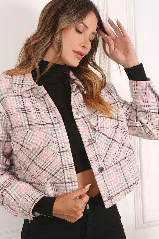 LILOU Plaid Crop Jacket