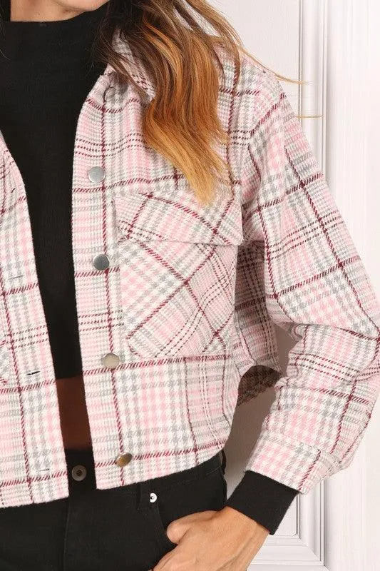 LILOU Plaid Crop Jacket