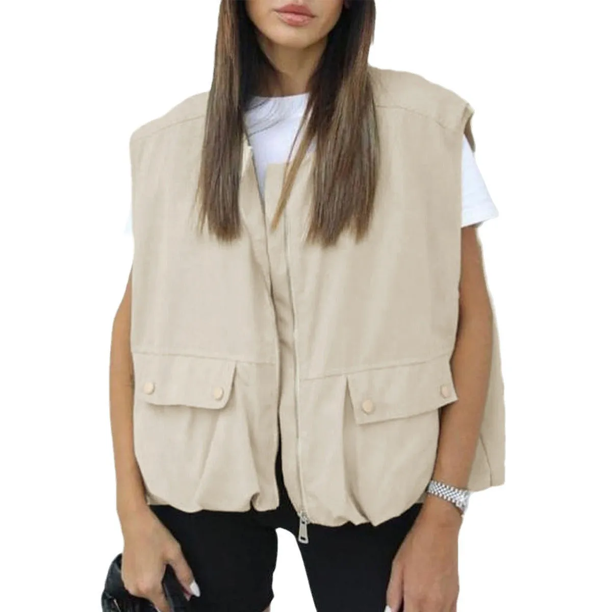 Loose Sleeveless Cardigan Vest Jackets Wholesale Womens Clothing N3824090300027