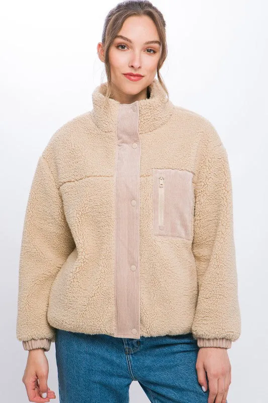 Love Tree Sherpa Puffer Jacket