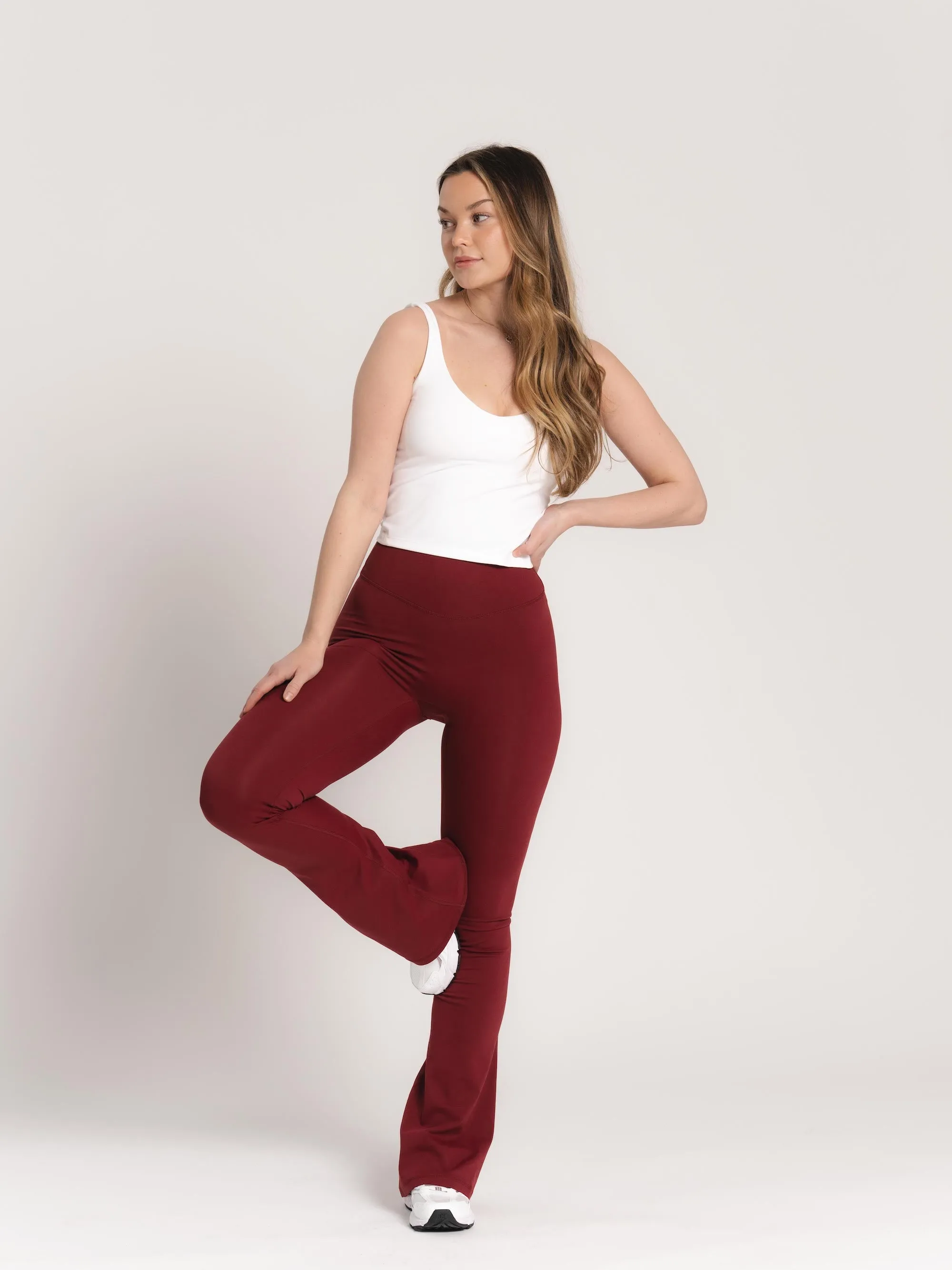 Lux Flare Pants - Burgundy