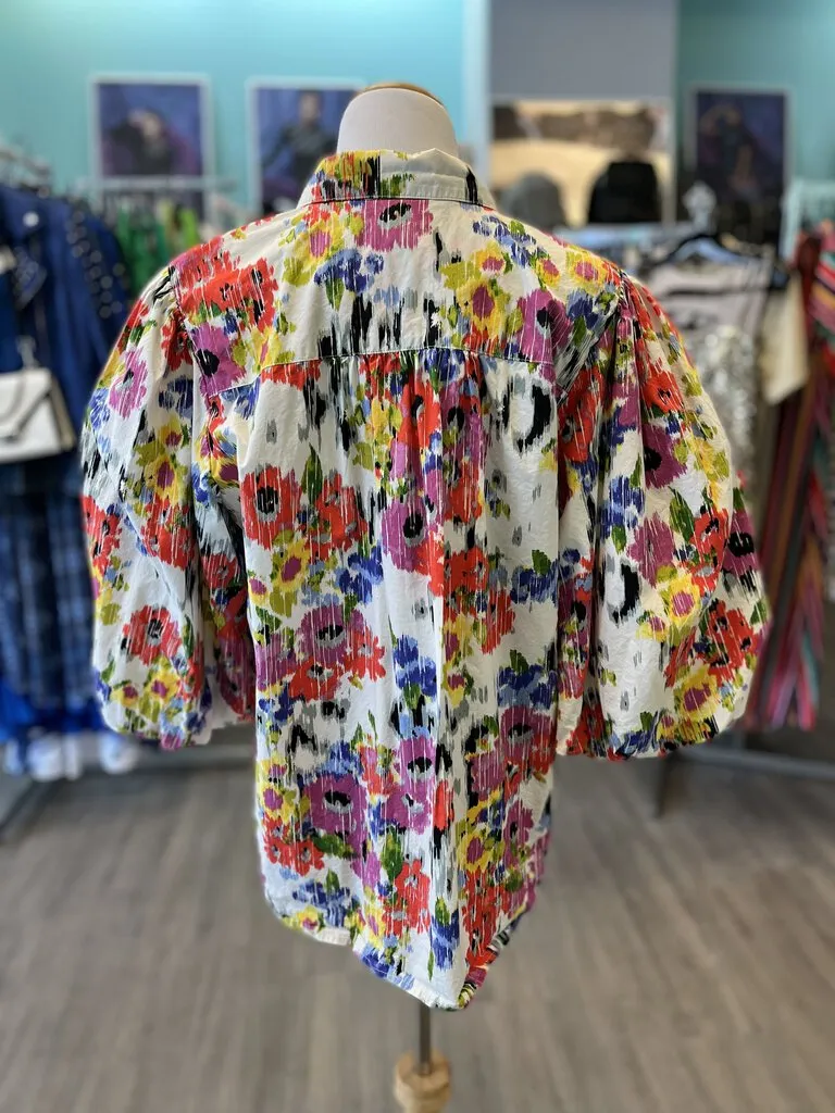 *Maeve Anthro Puff Sleeve Top Size Large