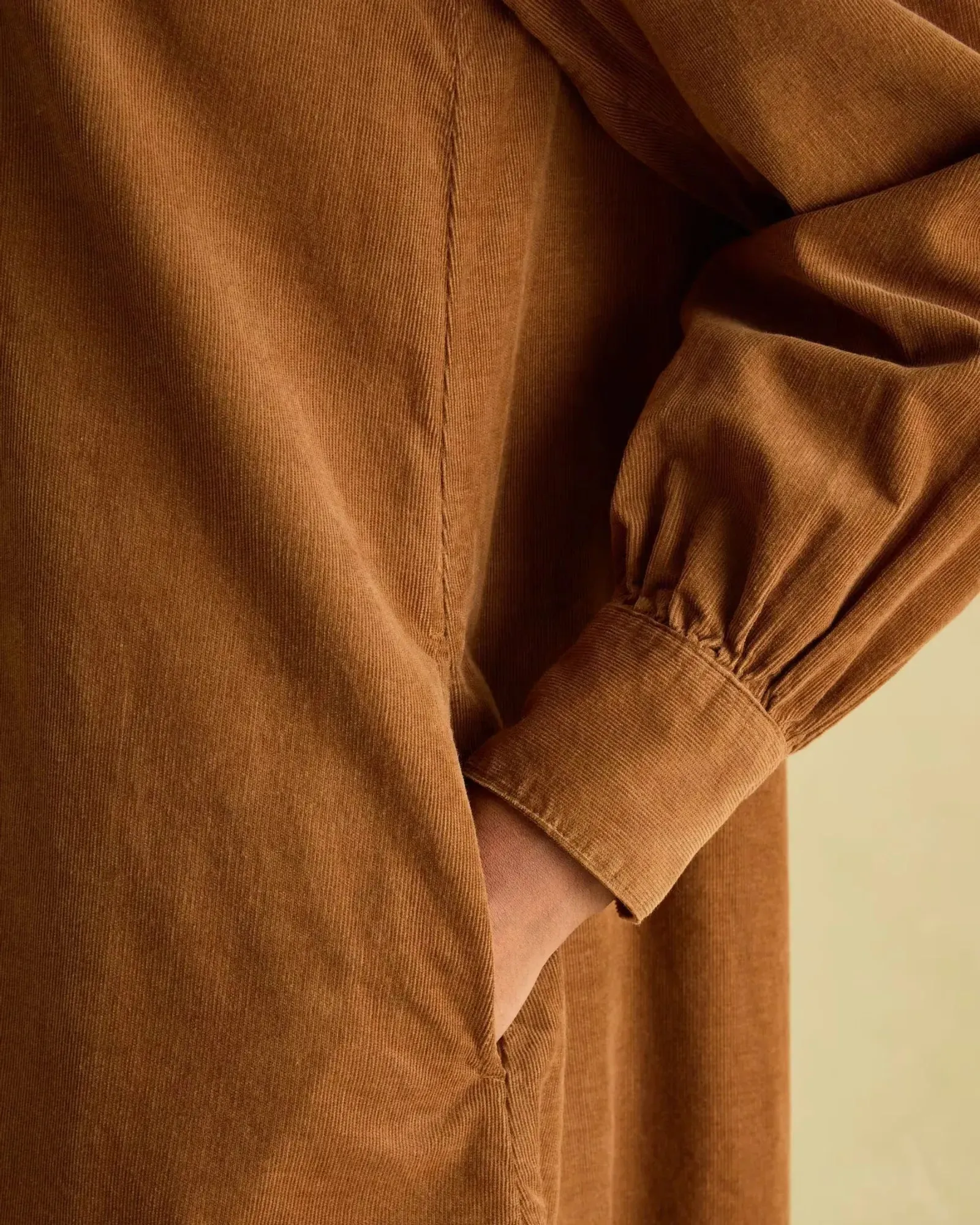 Maple Brown Corduroy Shirt Dress