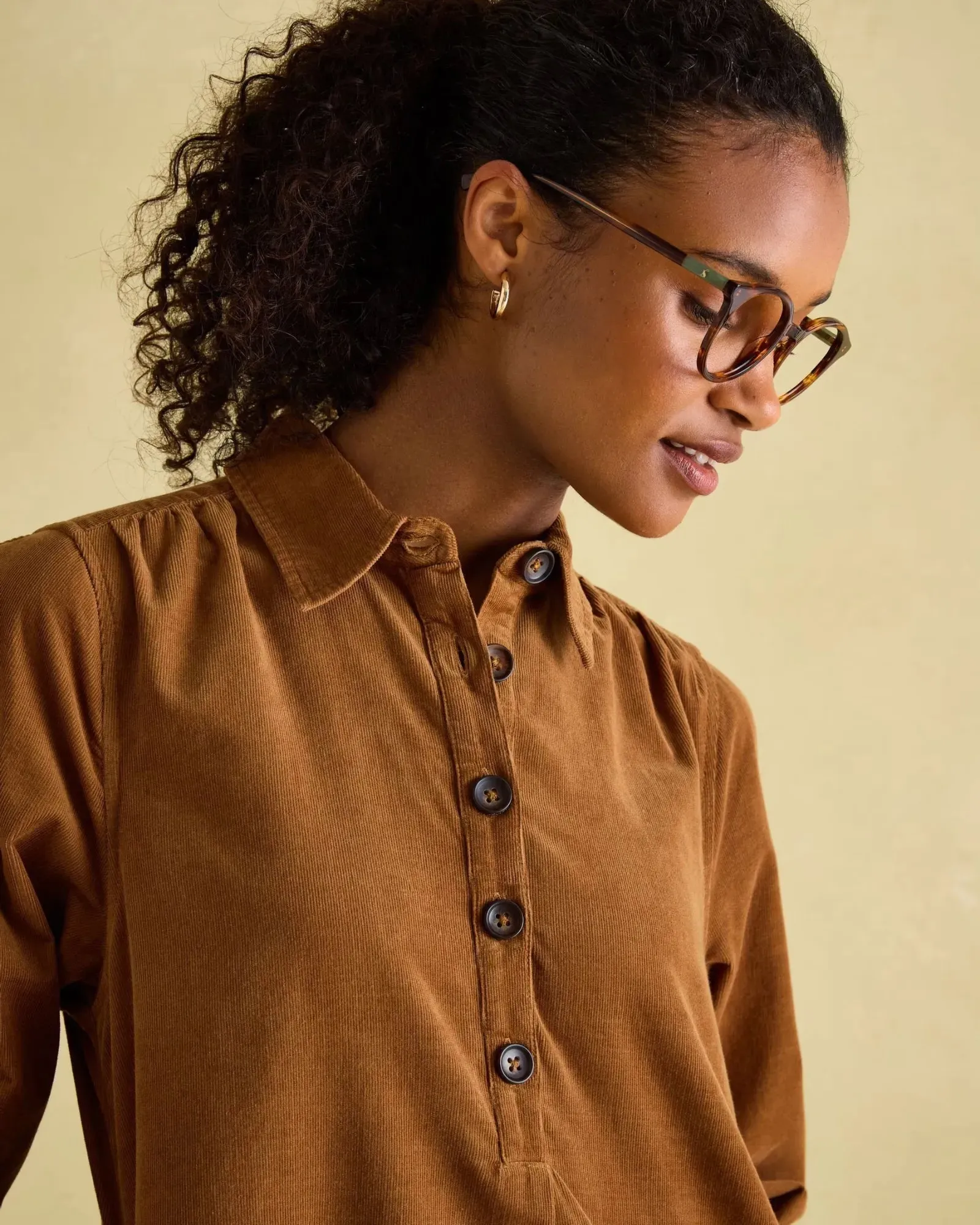 Maple Brown Corduroy Shirt Dress