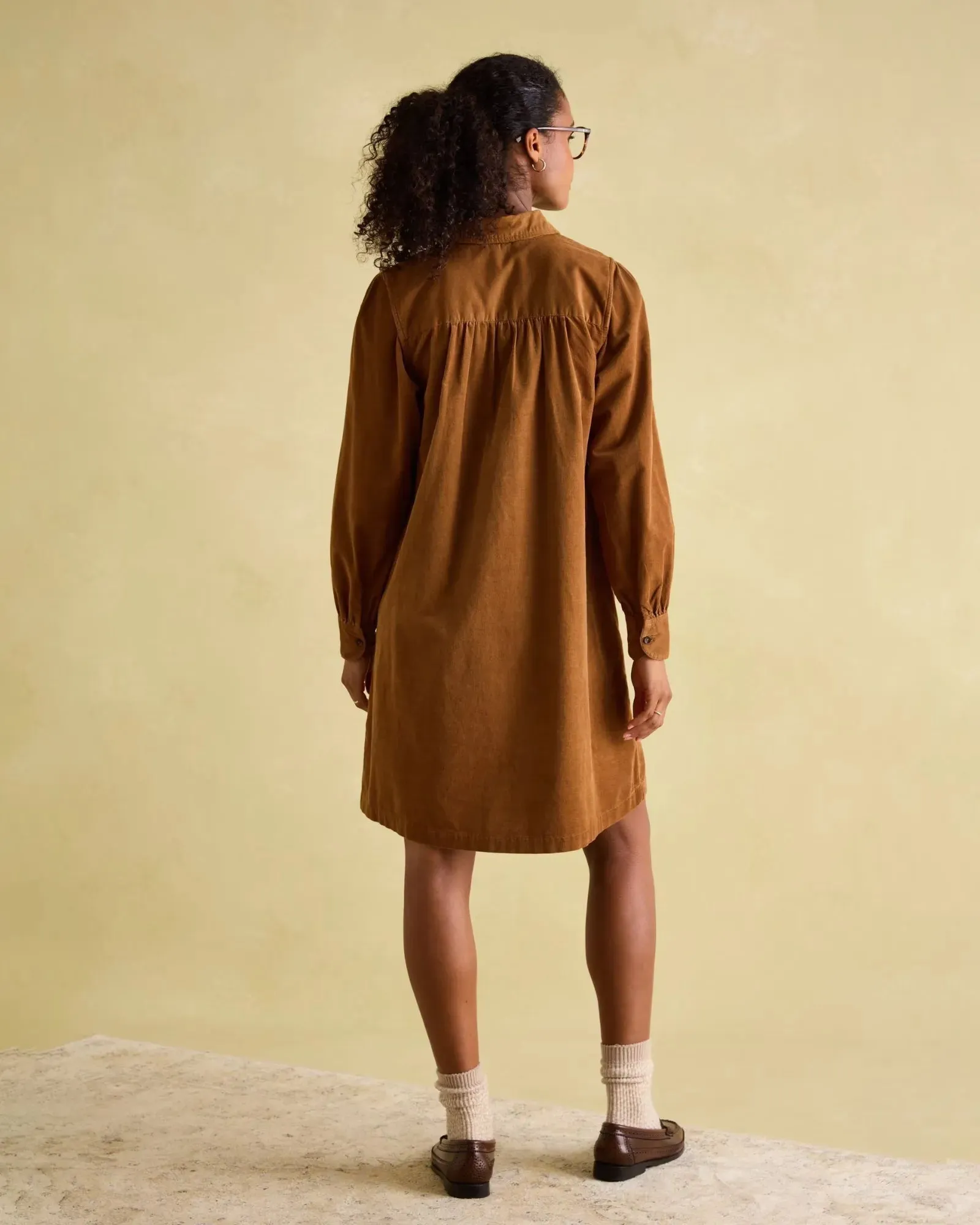 Maple Brown Corduroy Shirt Dress