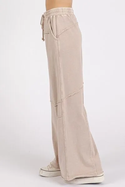 Mittoshop Asymmetric Seam Mineral Wash Elastic Waist Pants