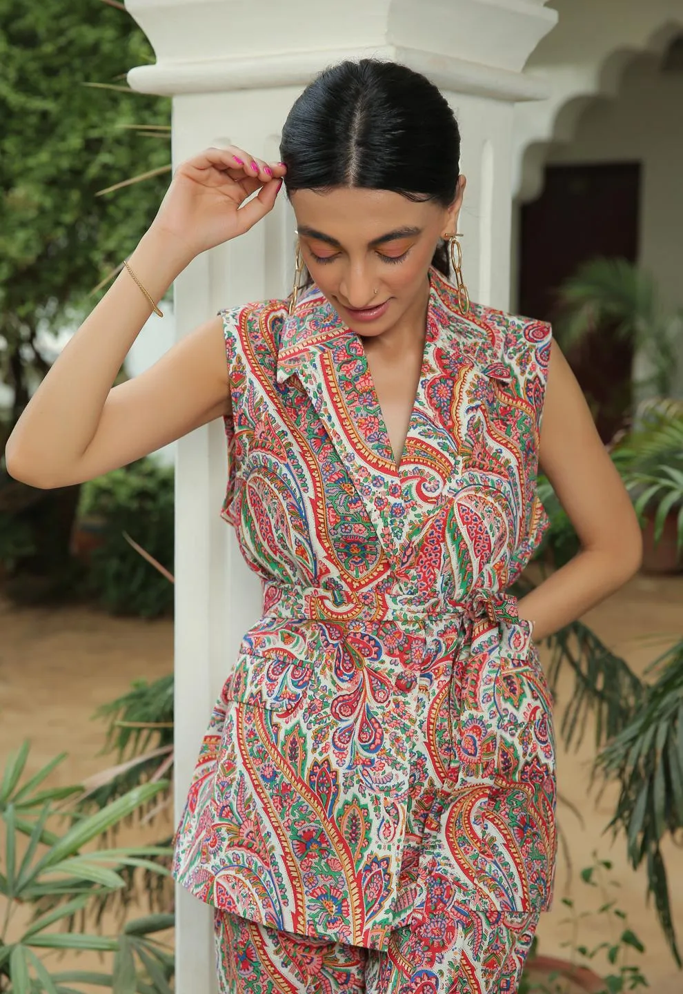 Multi Printed Blazer With Pant Co-Ord Set