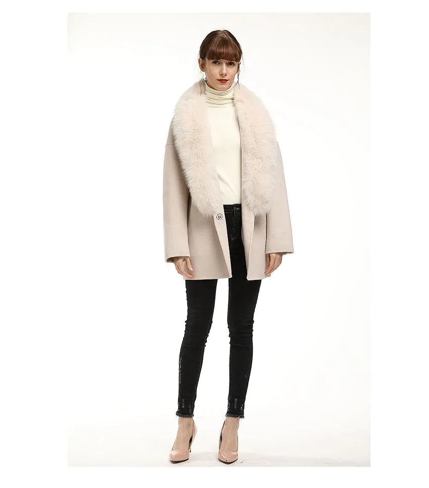 New Large Collar Long Silhouette Woolen Coat
