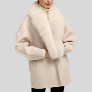 New Large Collar Long Silhouette Woolen Coat