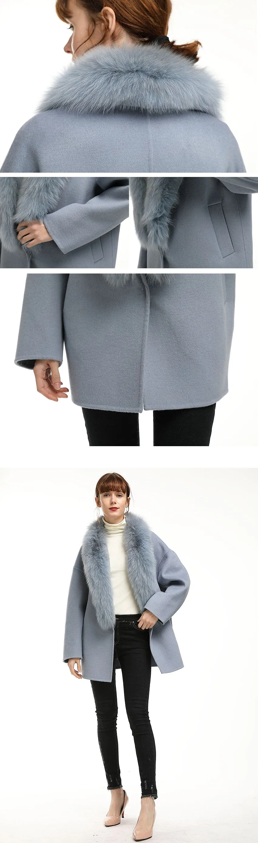 New Large Collar Long Silhouette Woolen Coat