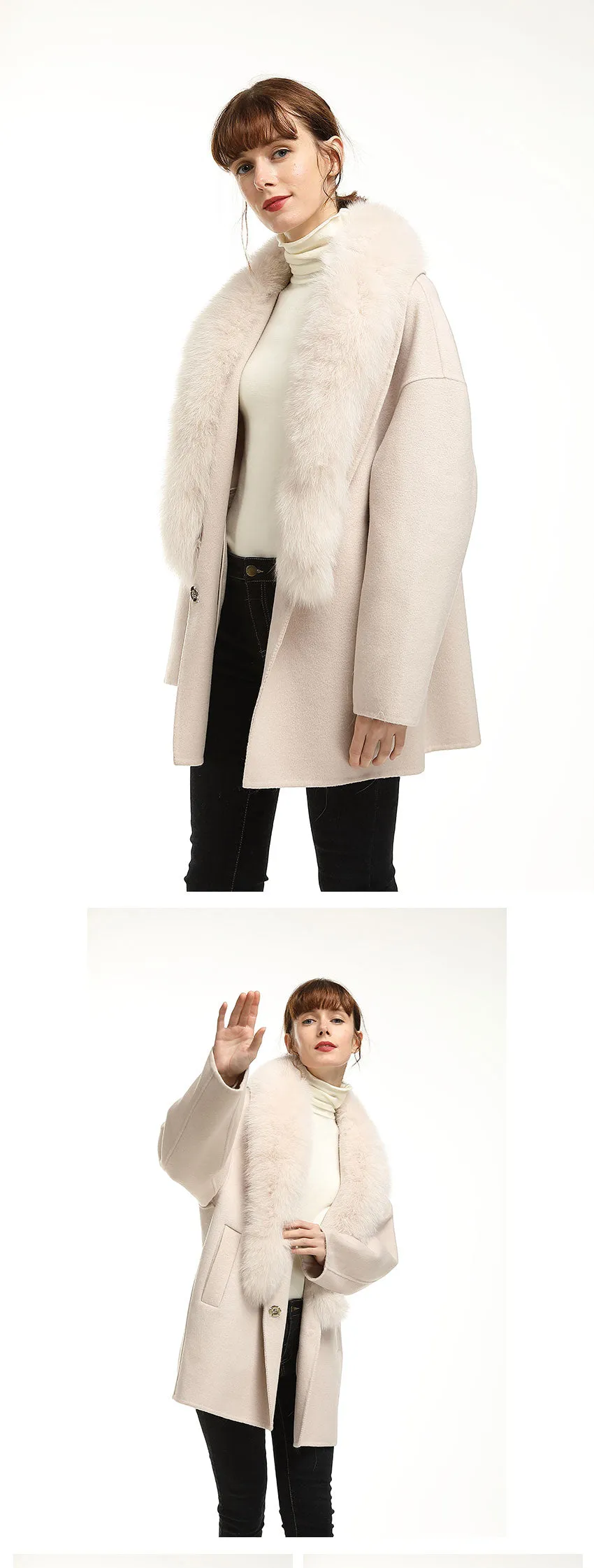 New Large Collar Long Silhouette Woolen Coat