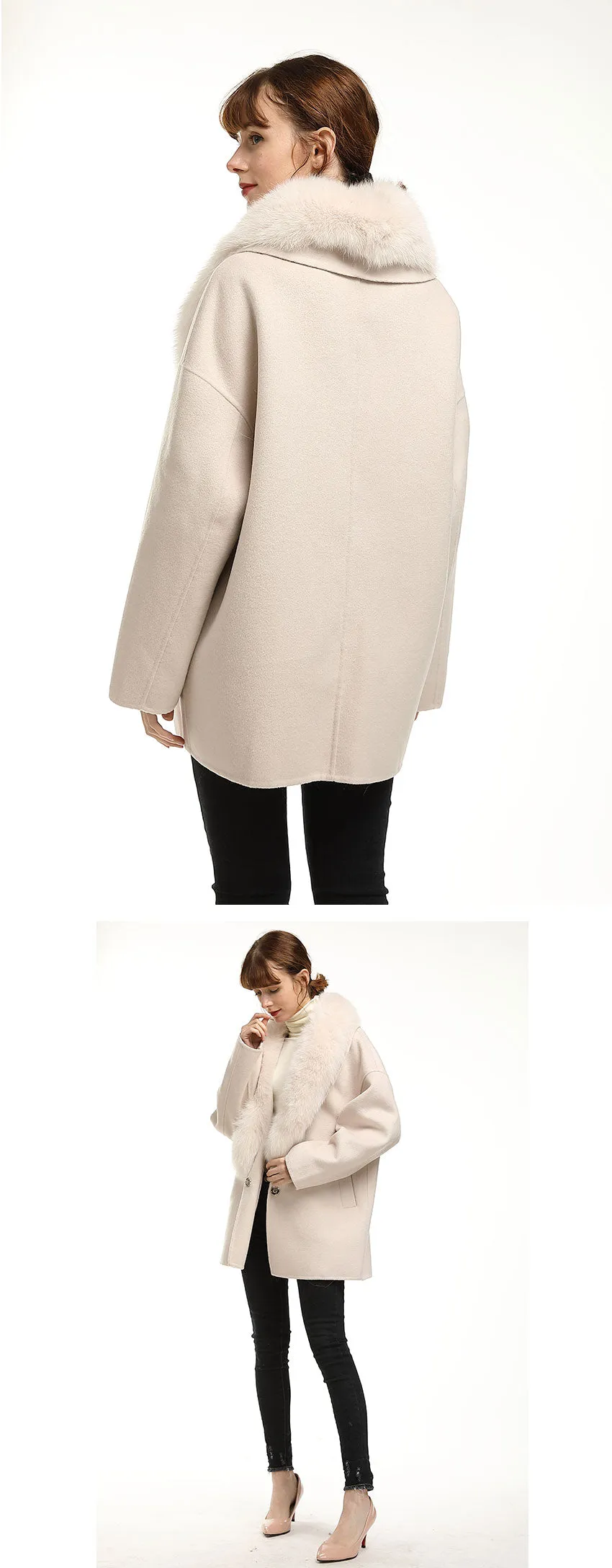 New Large Collar Long Silhouette Woolen Coat