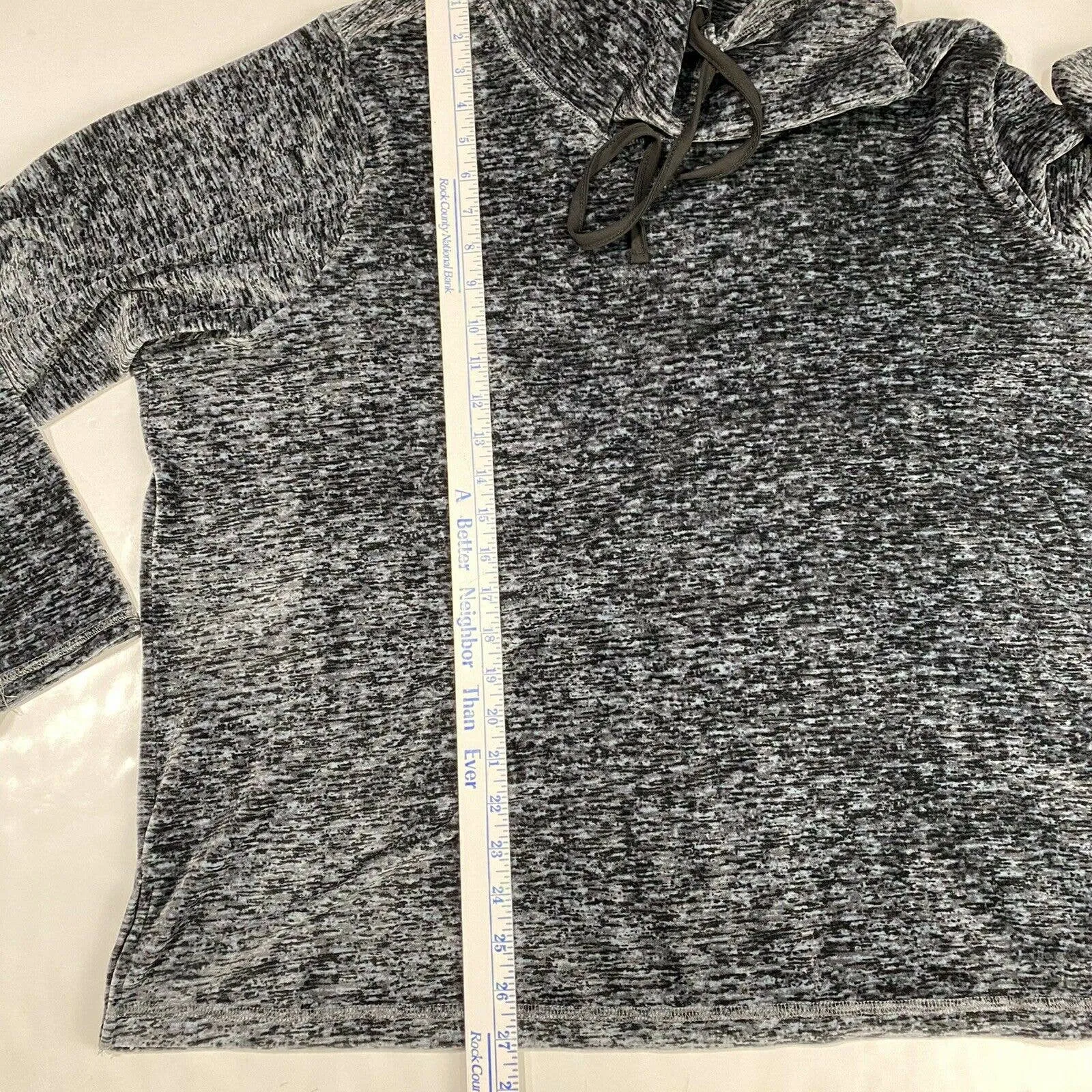Nicole Miller Drawstring Cowl Neck Sweater Sz 3X Women Dark Gray Marled Soft EUC