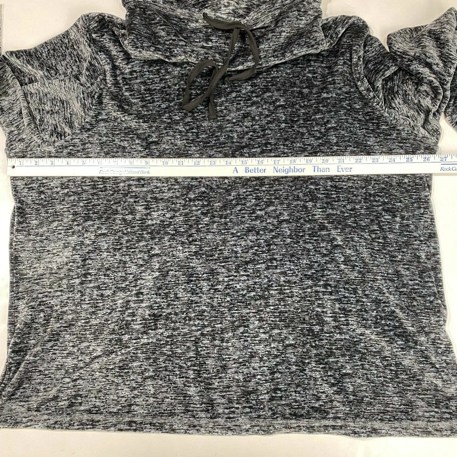 Nicole Miller Drawstring Cowl Neck Sweater Sz 3X Women Dark Gray Marled Soft EUC