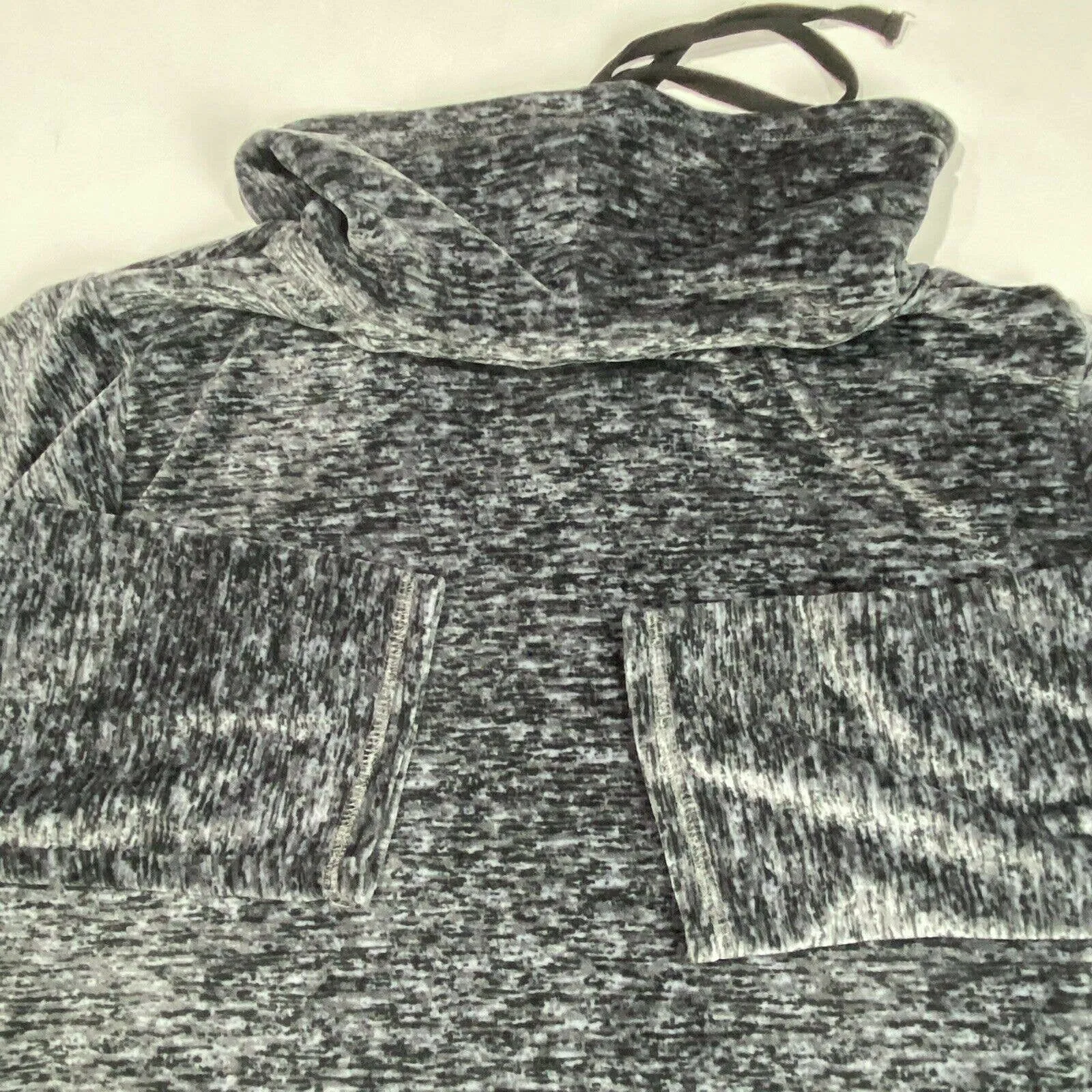 Nicole Miller Drawstring Cowl Neck Sweater Sz 3X Women Dark Gray Marled Soft EUC