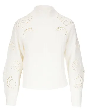 Off White Crochet Shell Sweater