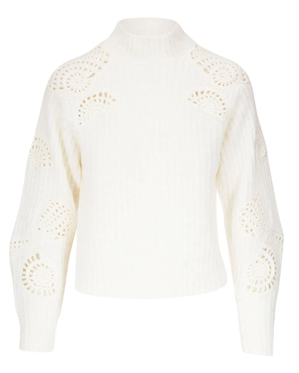Off White Crochet Shell Sweater
