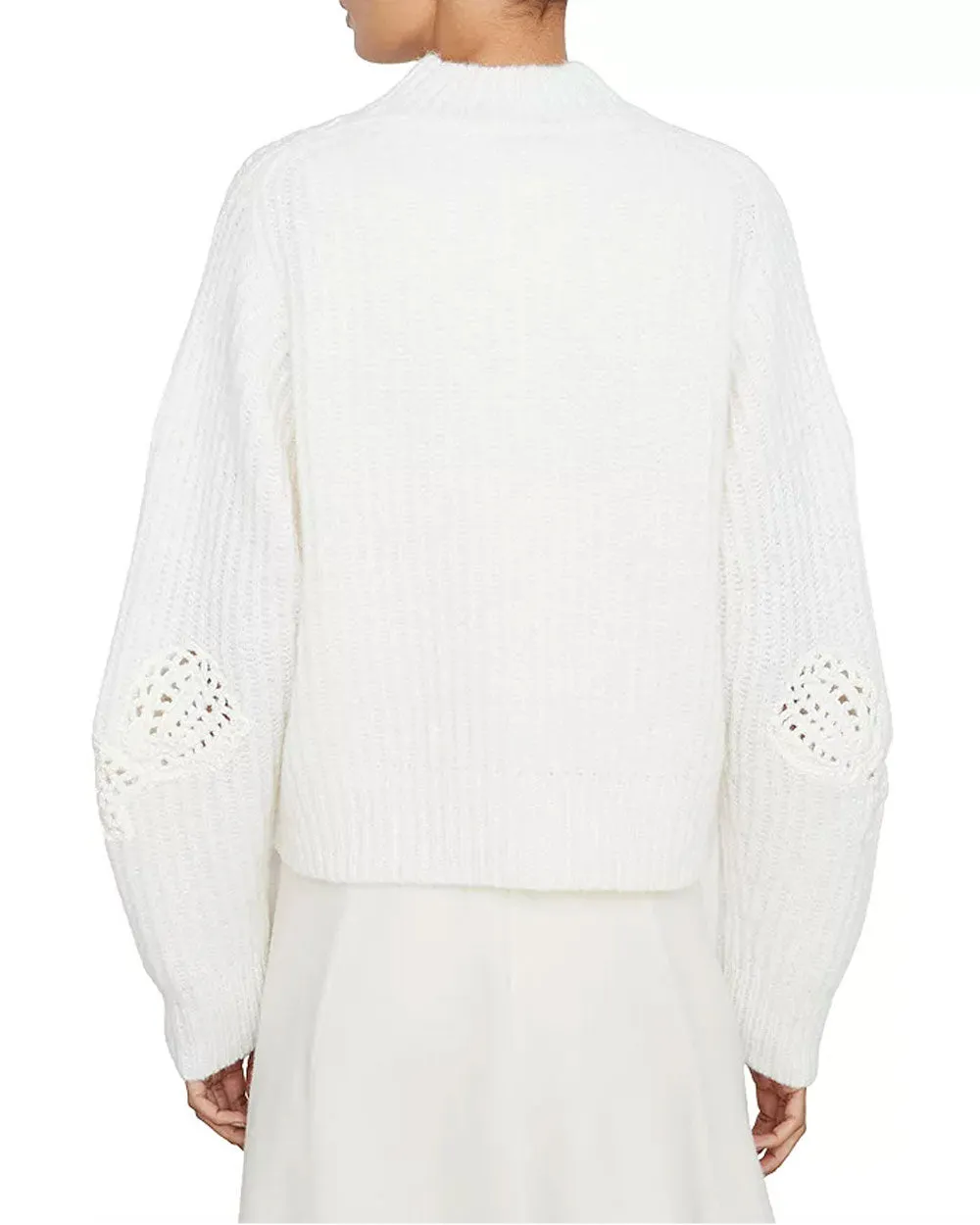 Off White Crochet Shell Sweater