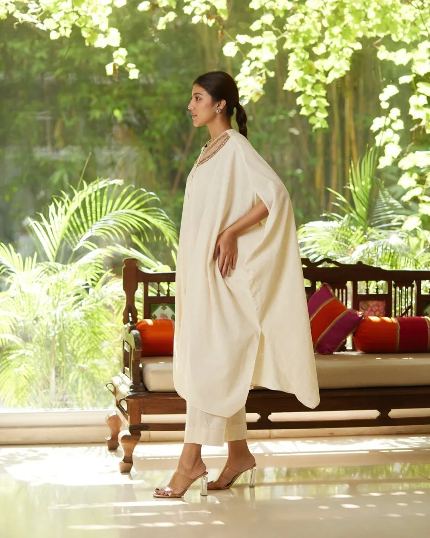 Off White Khadi Cotton Kurta Pant Set