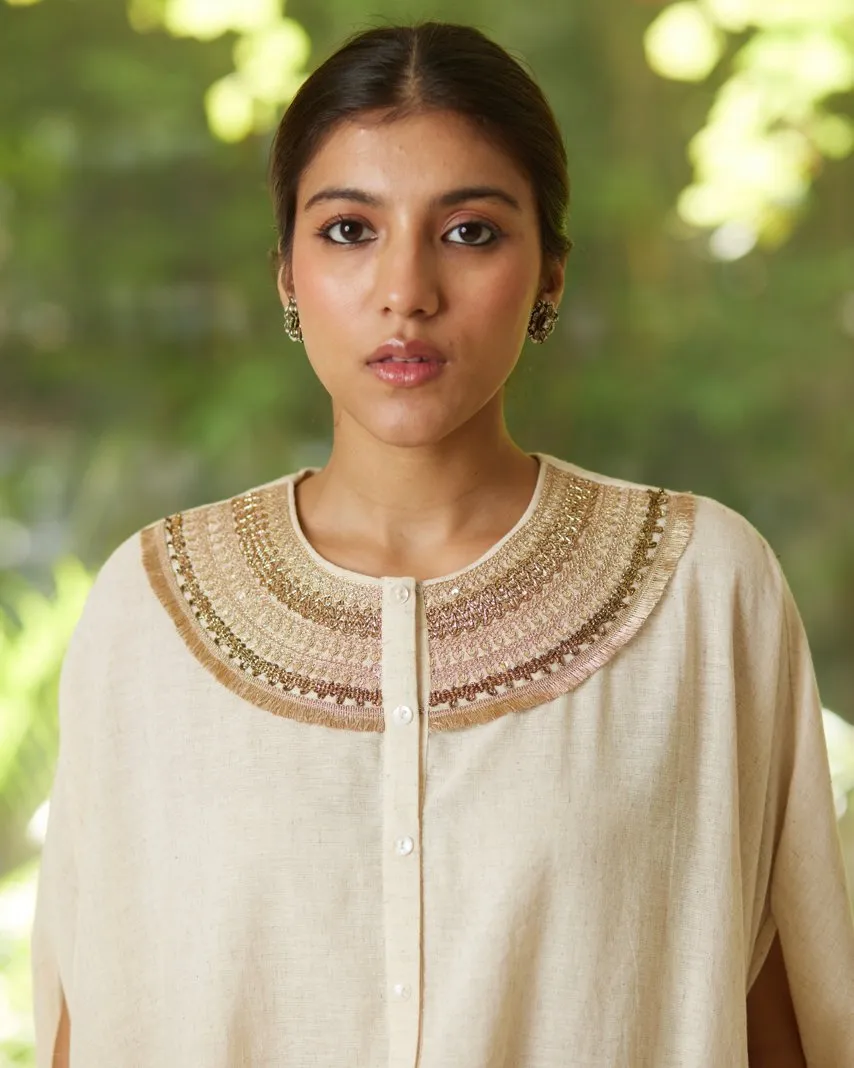Off White Khadi Cotton Kurta Pant Set