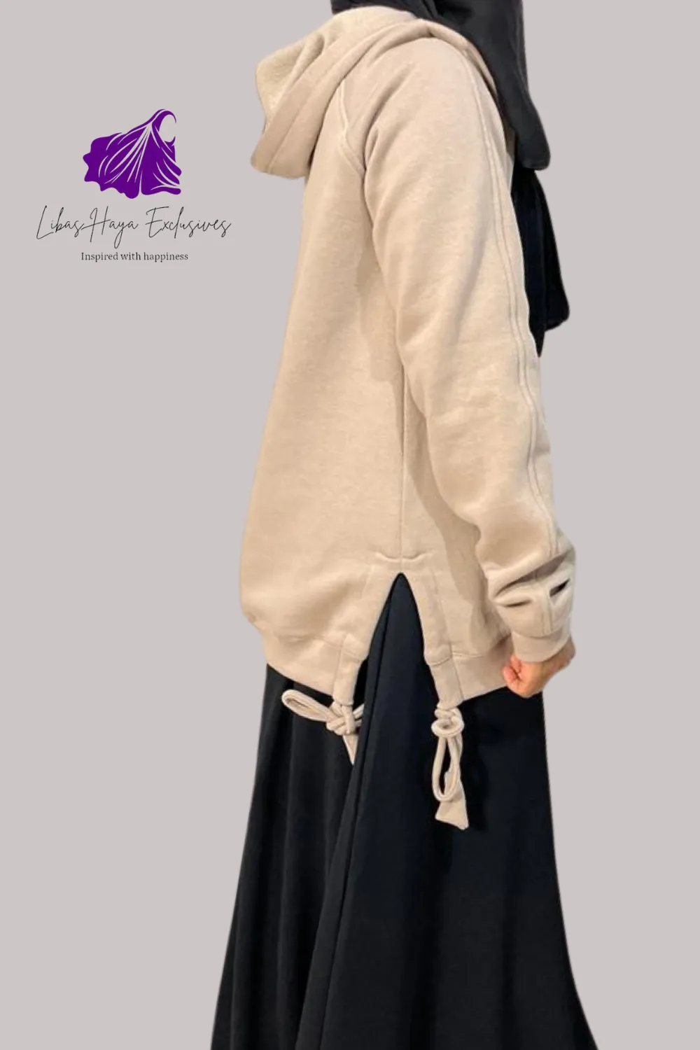 Oversized Oat Hoodie-Cozy Modest Fall Hooded Sweatshirt.