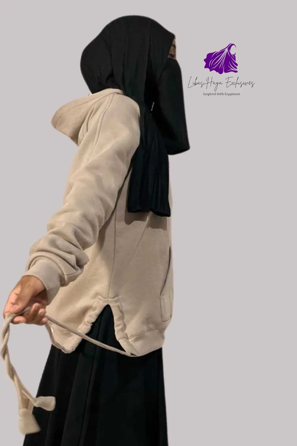 Oversized Oat Hoodie-Cozy Modest Fall Hooded Sweatshirt.
