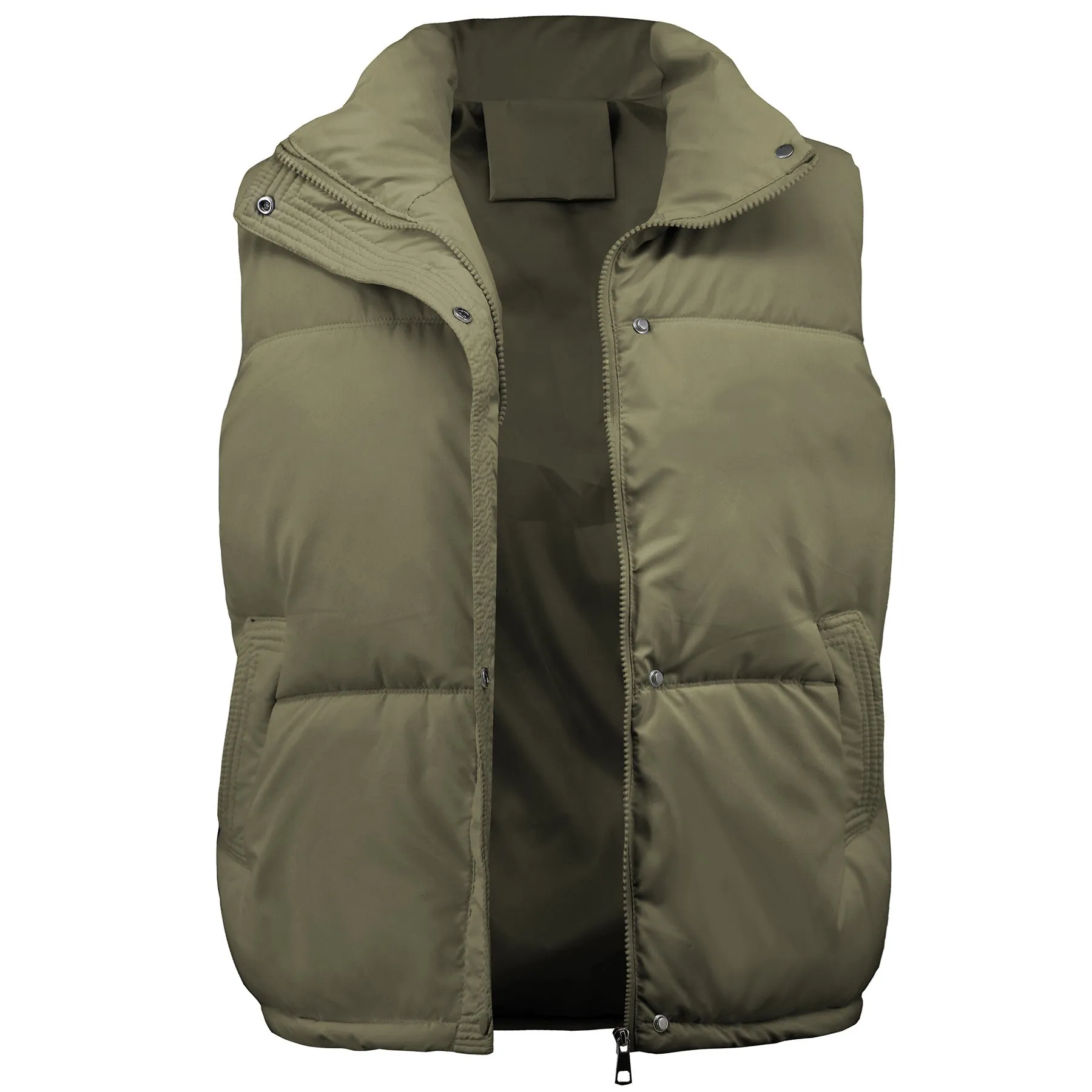 Padded Stand Collar Cropped Vest Jacket Wholesale Womens Clothing N3824110900057
