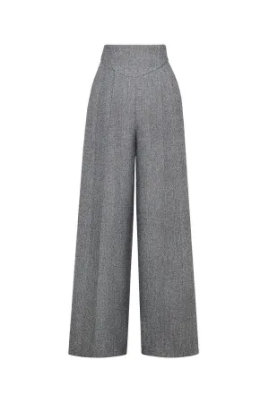 Platine Straight High Waist Tweed Floor Length Pants