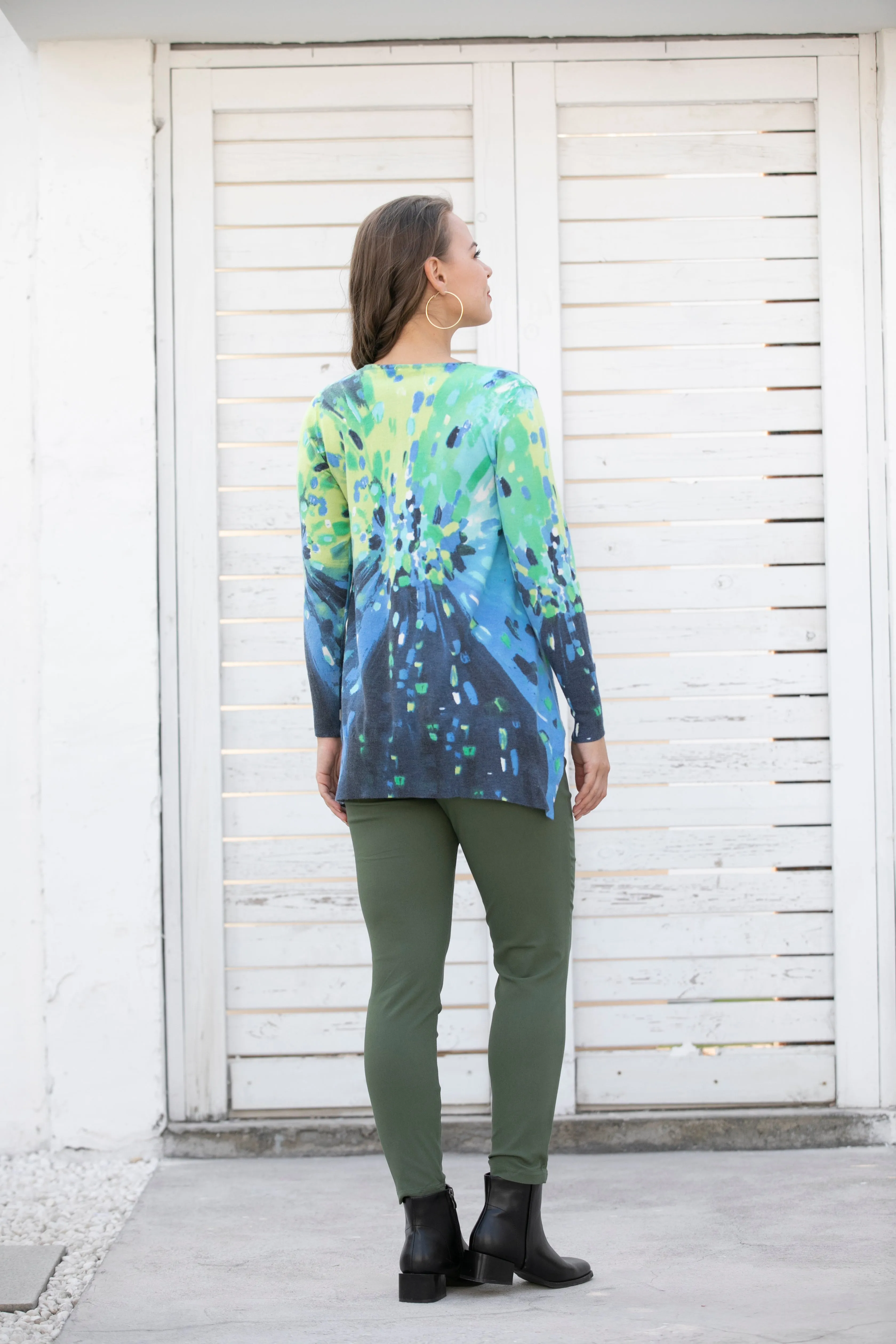 Printed Cashmere Feel Knitted Printed Tops