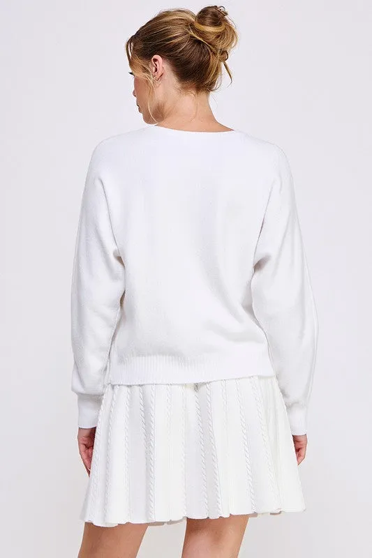 Raised Hearts Dolman Sweater