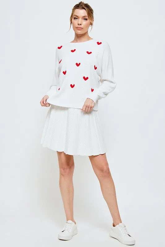 Raised Hearts Dolman Sweater