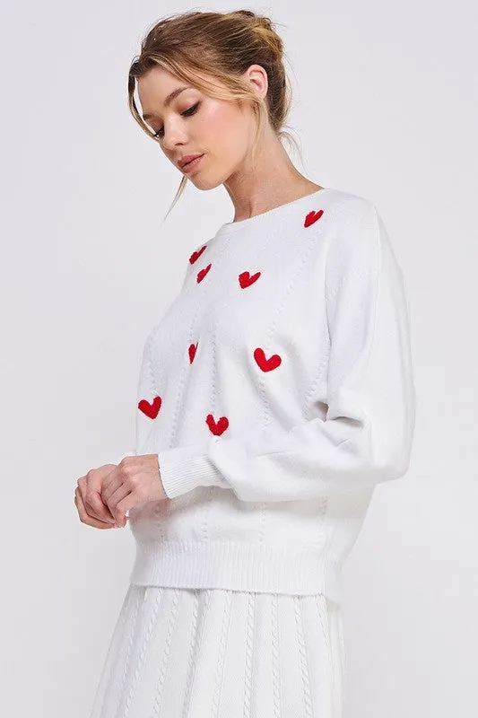 Raised Hearts Dolman Sweater