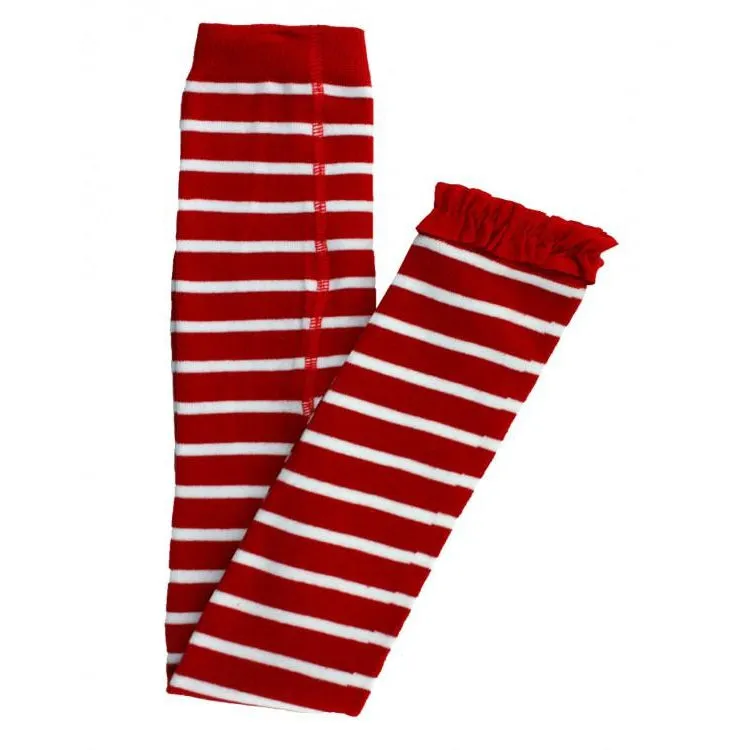 Red Stripe Footless Ruffle Tights