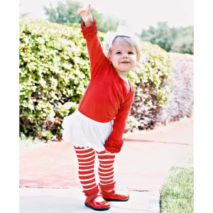 Red Stripe Footless Ruffle Tights