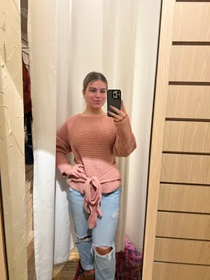 Relaxed Stylish Fit Thick Sweater Top With Waist Tie LAST ONE!
