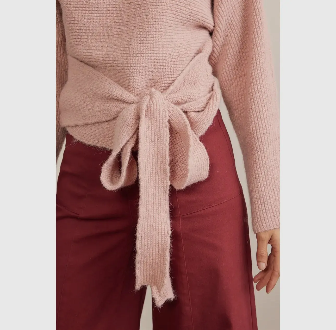 Relaxed Stylish Fit Thick Sweater Top With Waist Tie LAST ONE!