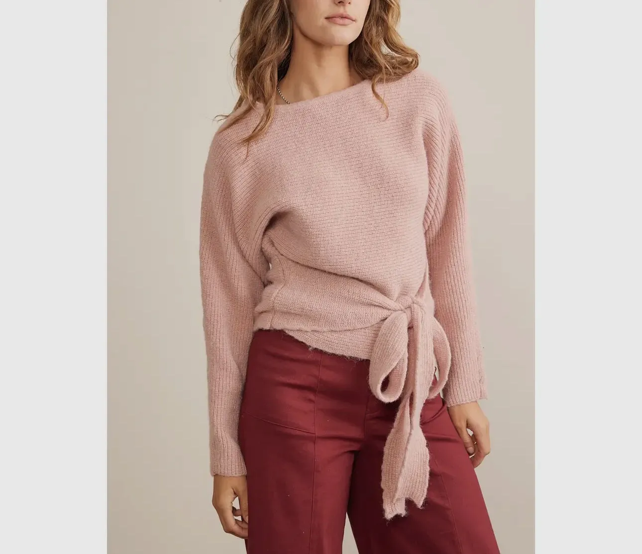 Relaxed Stylish Fit Thick Sweater Top With Waist Tie LAST ONE!