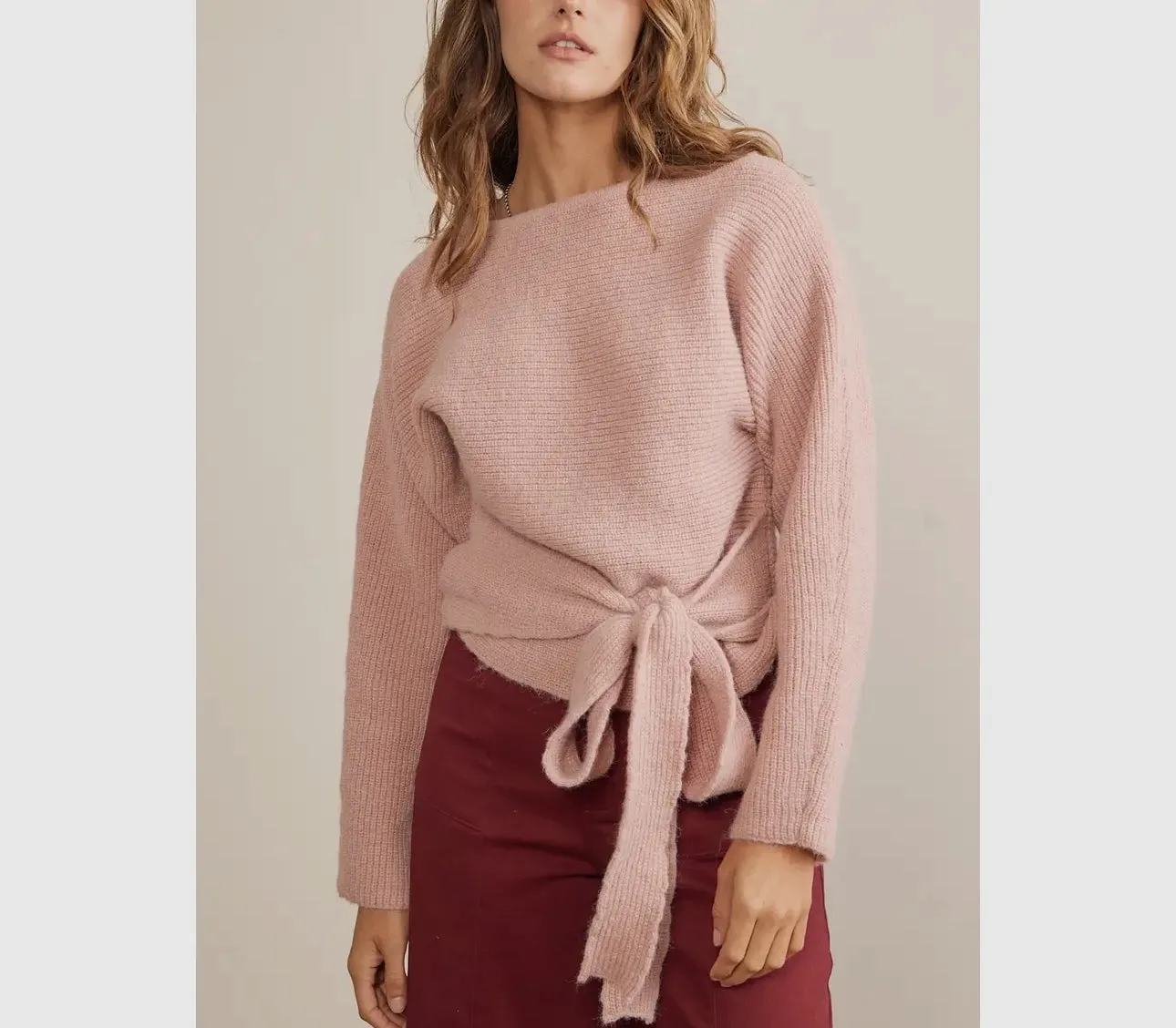 Relaxed Stylish Fit Thick Sweater Top With Waist Tie LAST ONE!
