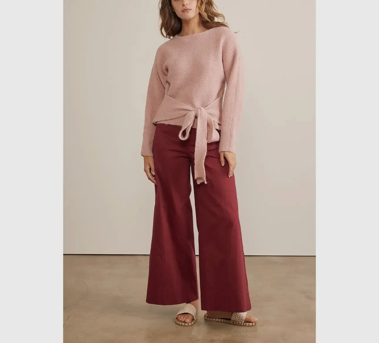 Relaxed Stylish Fit Thick Sweater Top With Waist Tie LAST ONE!