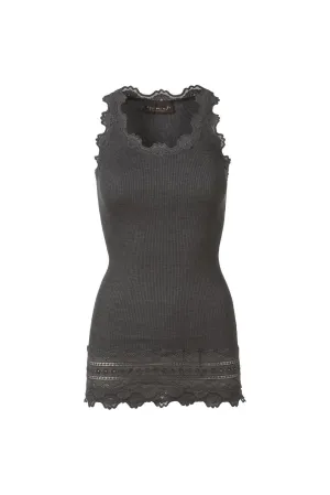 Rosemunde Long Vintage Lace Silk Tank 5315 | 009 Dark Grey Melange