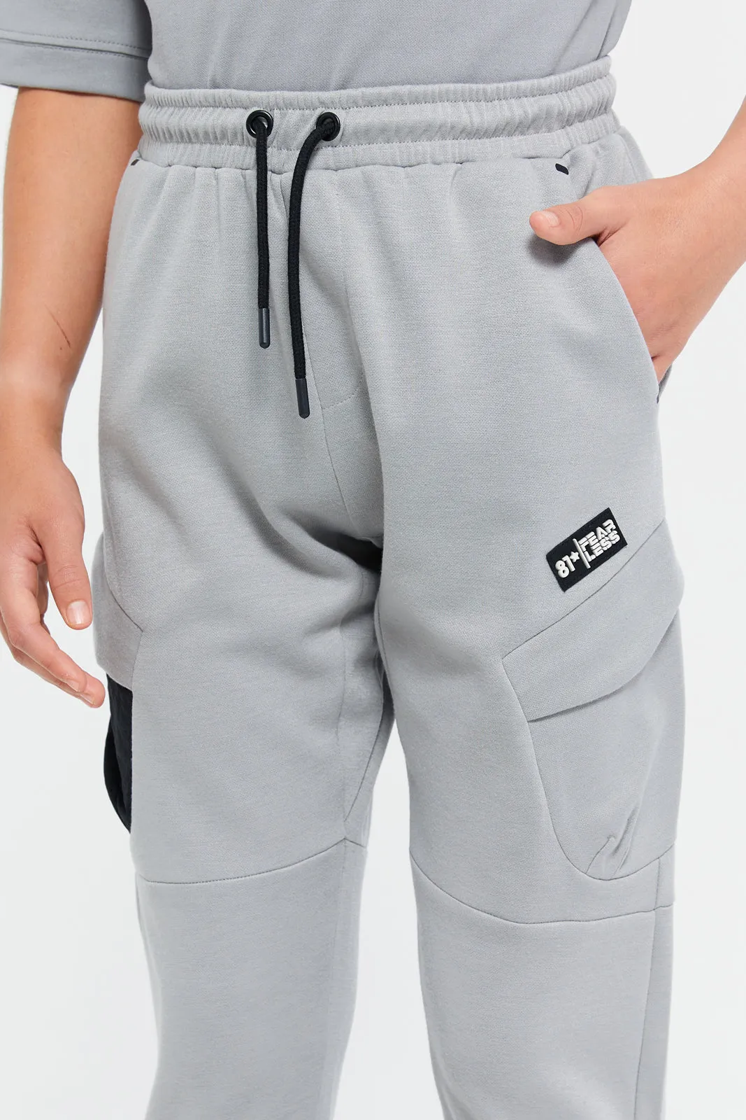 Senior Boys Grey Cargo Active Pants