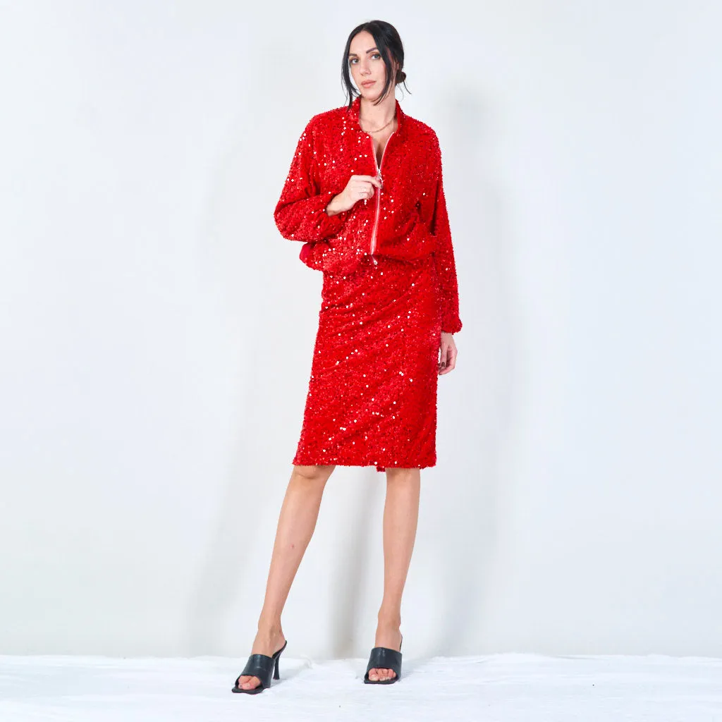 Sequin zip-up bomber jacket wholesale