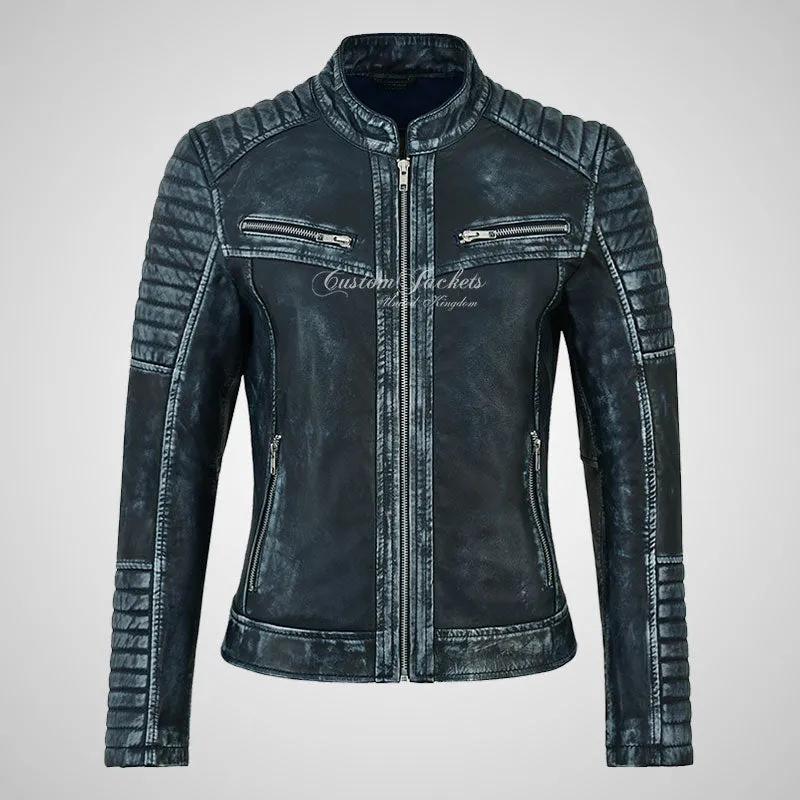 SERA Women Leather Biker Jacket Soft Waxed Real Leather
