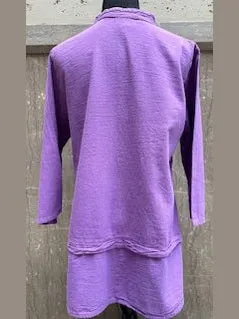 Shirt Button Front 3/4 Sleeve Purple Women's L0808