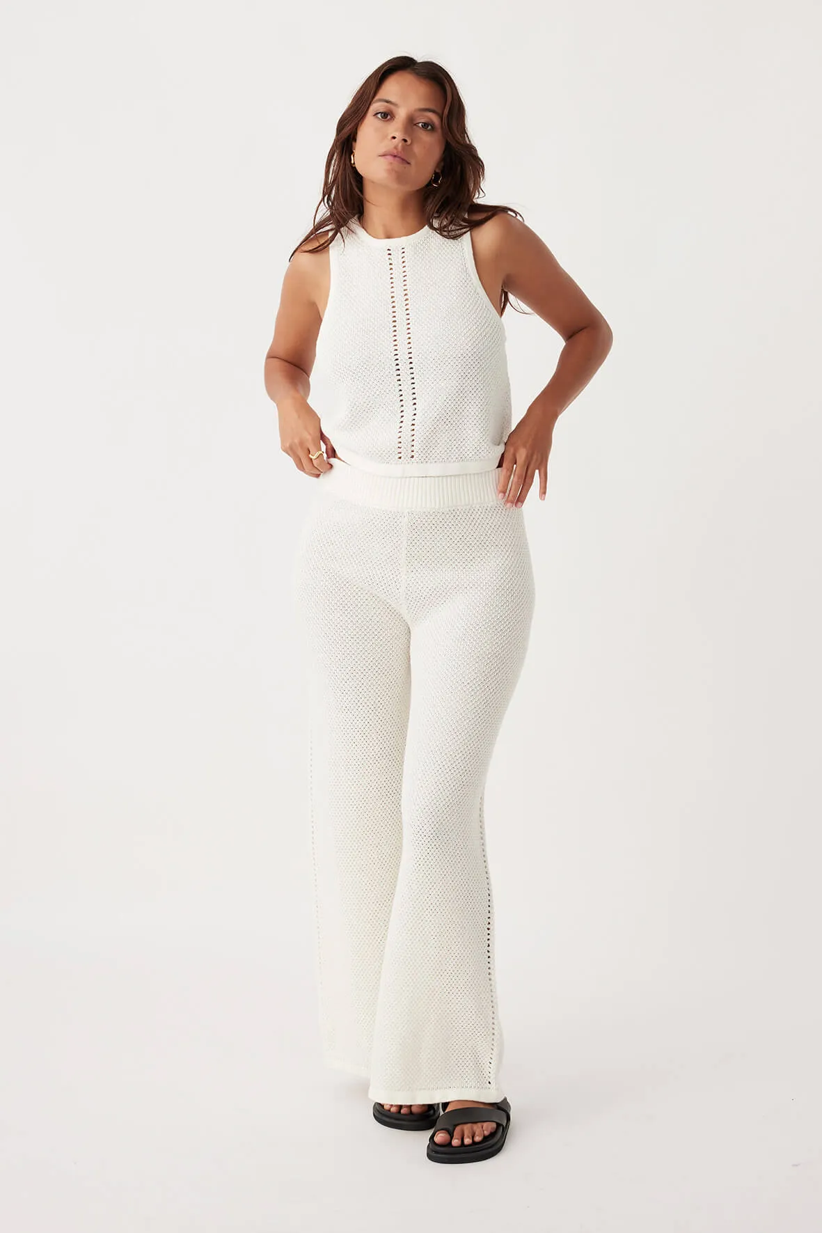 Sloane Organic Cotton Linen Wide-Leg Pant - Cream