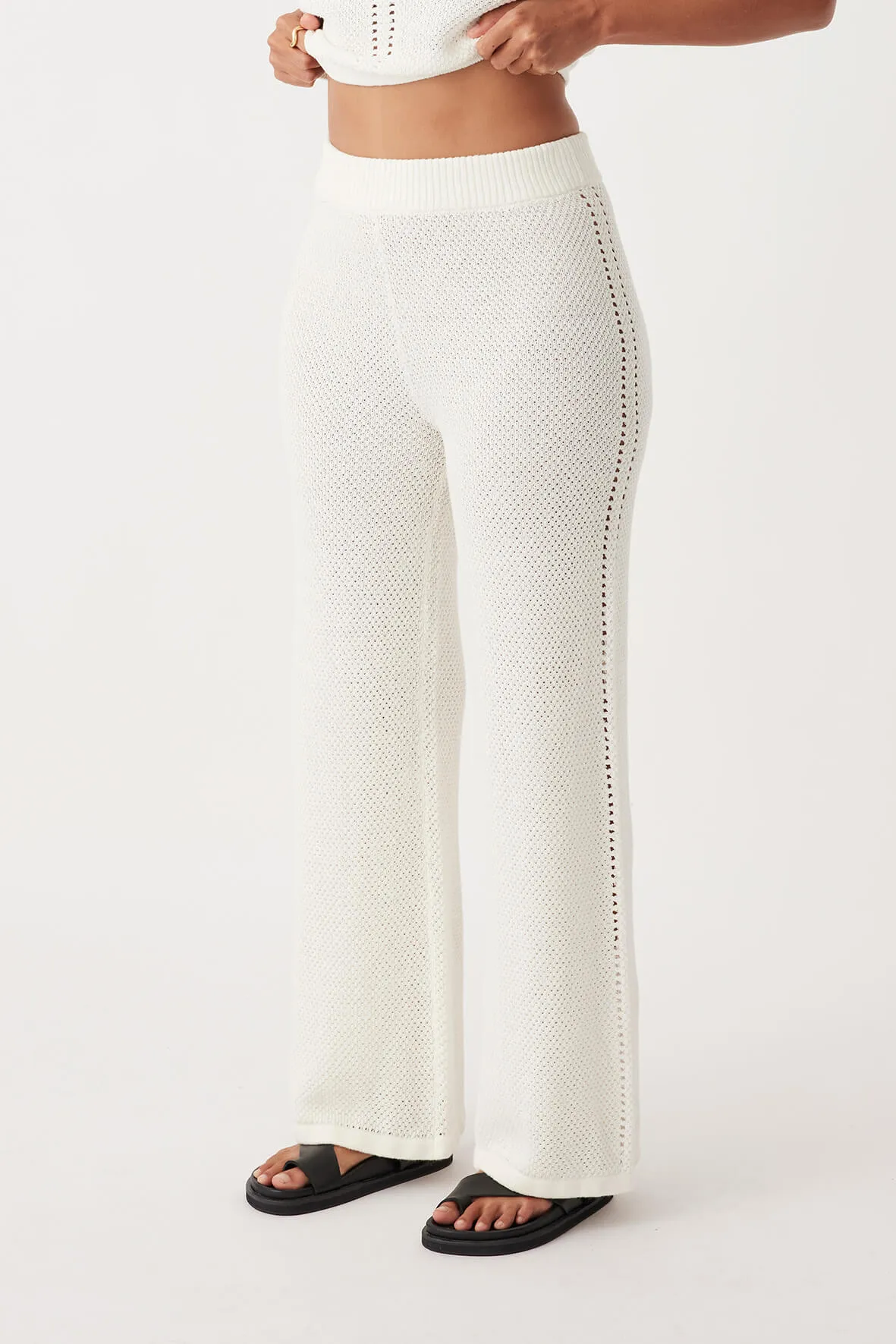 Sloane Organic Cotton Linen Wide-Leg Pant - Cream